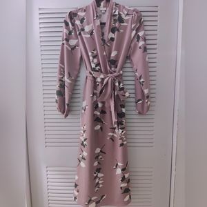A New Day Mauve Pink Floral Dress Long Sleeve Size Small